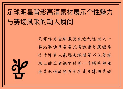 足球明星背影高清素材展示个性魅力与赛场风采的动人瞬间